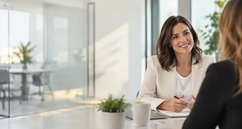 Une conseillère en recrutement échange avec une candidate